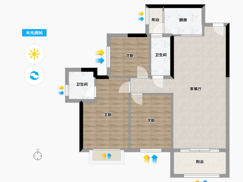 四川省-泸州市-鸿通翡翠滨江-78.21-户型库-采光通风