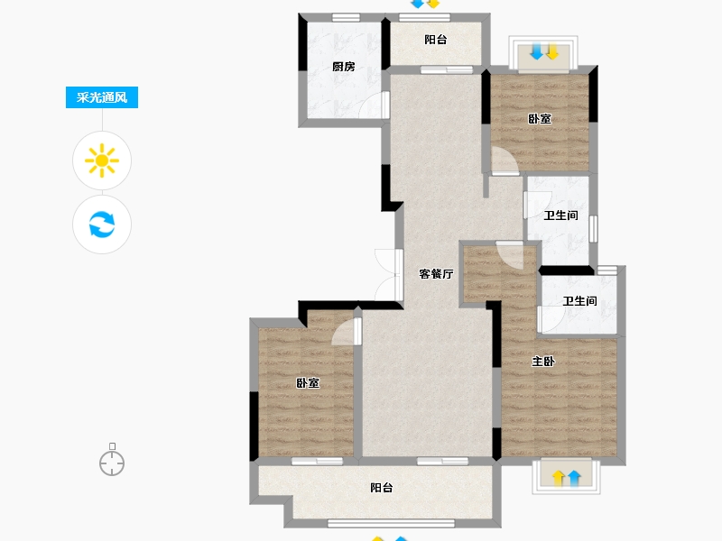 河南省-驻马店市-练江花园-103.53-户型库-采光通风