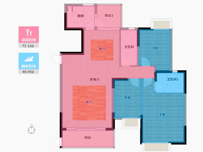 广东省-佛山市-美立方花园-107.22-户型库-动静分区