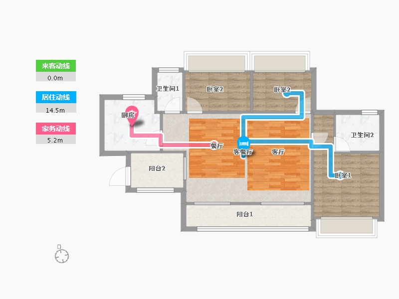 广东省-佛山市-奥园上林一品-85.55-户型库-动静线