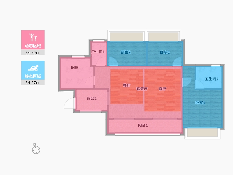 广东省-佛山市-奥园上林一品-85.55-户型库-动静分区