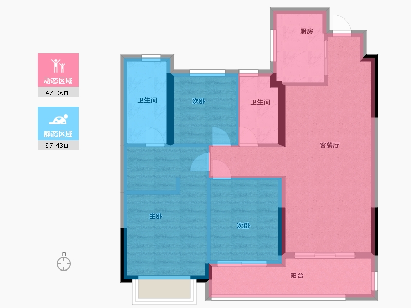 福建省-福州市-绿城晓风苑-75.46-户型库-动静分区