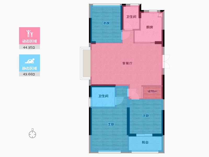 浙江省-宁波市-荣安劝学里-80.00-户型库-动静分区