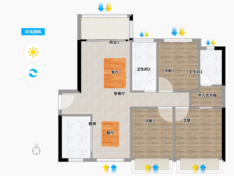 广东省-佛山市-美的明湖花园-93.61-户型库-采光通风