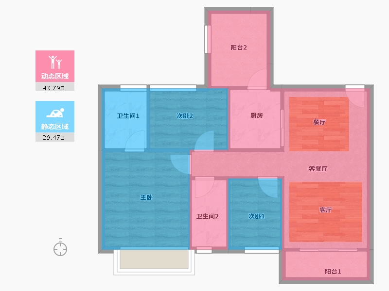 广东省-佛山市-凯蓝滨江时光-65.90-户型库-动静分区