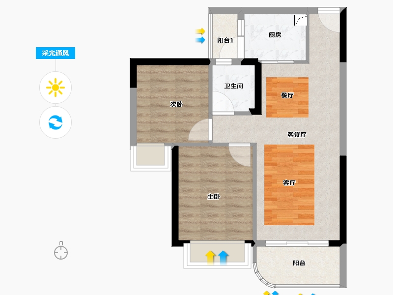 广东省-佛山市-星禅宝丰府-58.26-户型库-采光通风