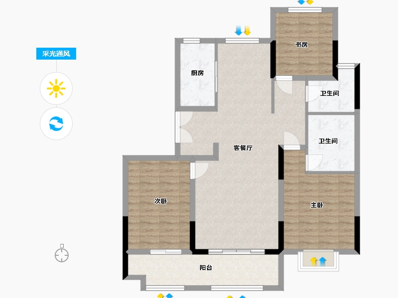 山东省-济南市-济高观山悦-107.18-户型库-采光通风