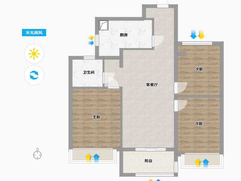 上海-上海市-象屿滨江悦府-85.00-户型库-采光通风