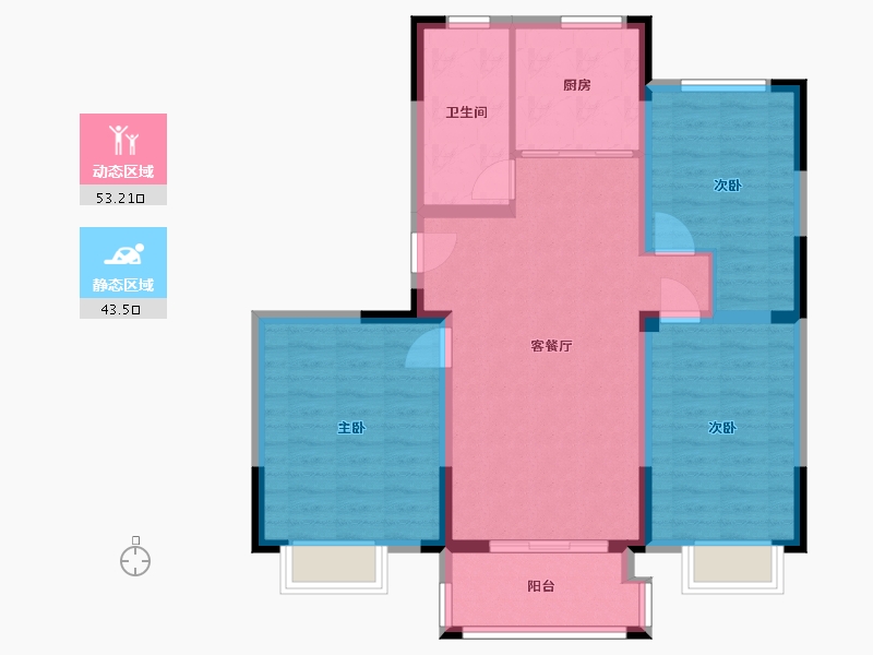 江苏省-扬州市-文沁苑-86.80-户型库-动静分区