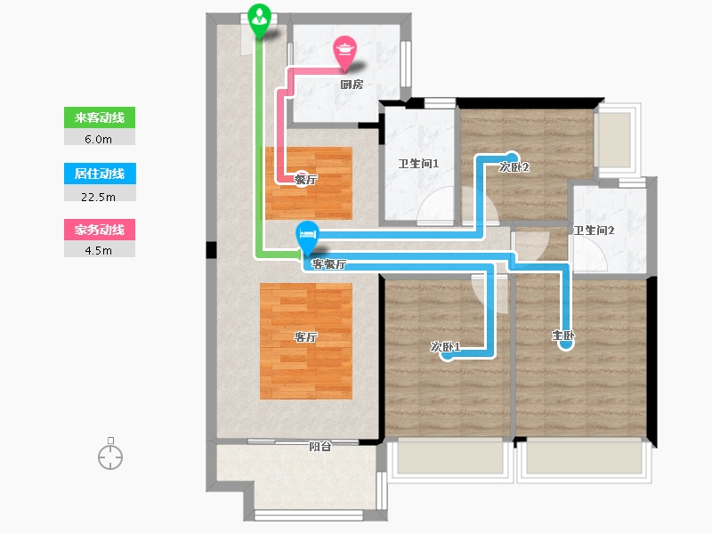 广东省-佛山市-美的明湖花园-84.80-户型库-动静线