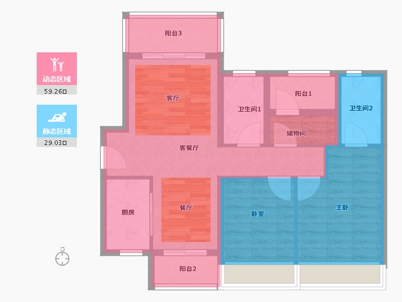 广东省-佛山市-中骏雍景台-78.40-户型库-动静分区