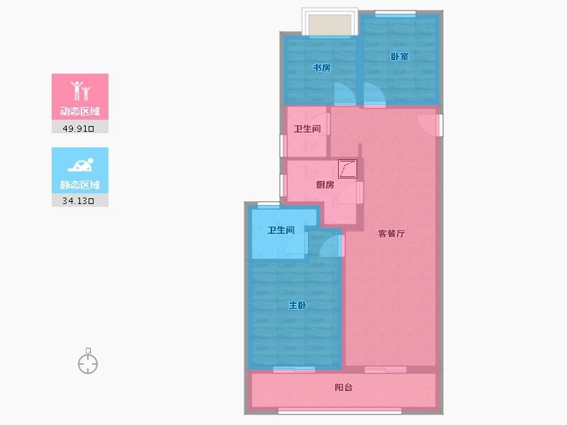 浙江省-杭州市-保利天汇-74.96-户型库-动静分区