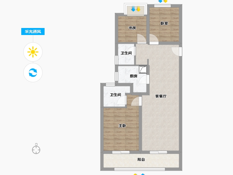 浙江省-杭州市-保利天汇-74.96-户型库-采光通风