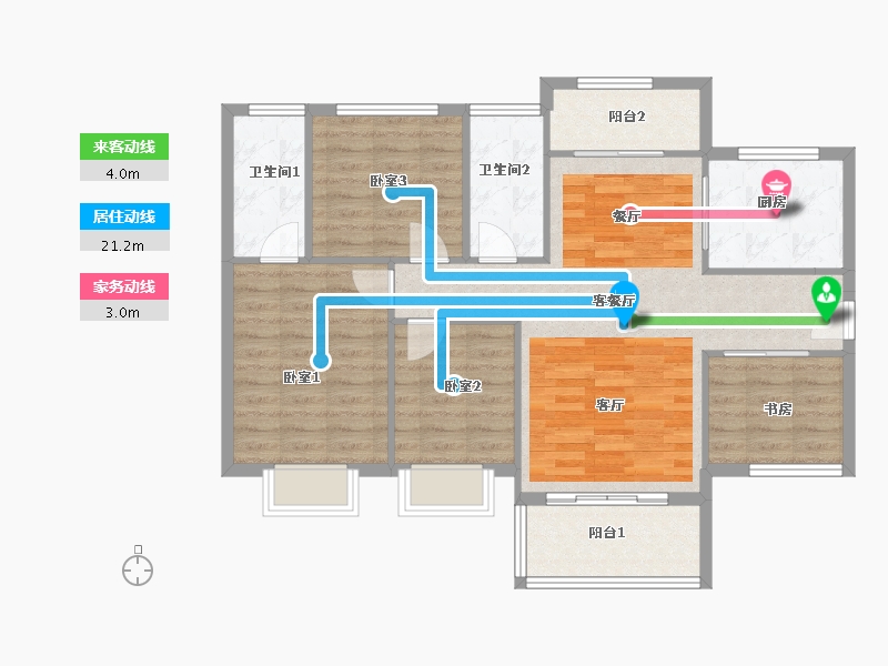 广东省-佛山市-中国铁建领秀公馆-94.39-户型库-动静线