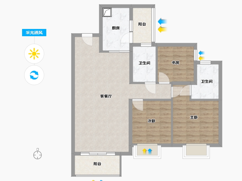 贵州省-黔南布依族苗族自治州-当代-90.00-户型库-采光通风