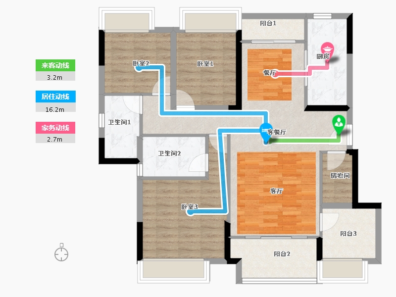 广东省-佛山市-招商熙园-98.67-户型库-动静线