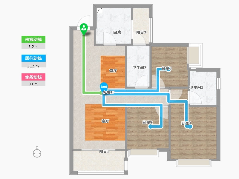 广东省-佛山市-佛山恒大御澜庭-84.00-户型库-动静线