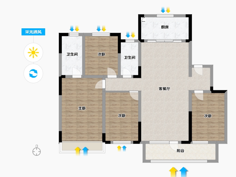 山东省-潍坊市-中海大观天下-160.00-户型库-采光通风