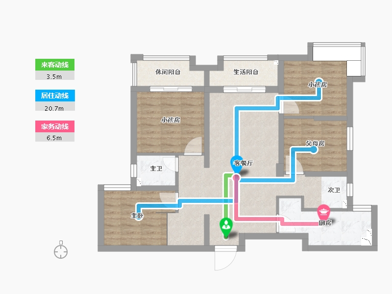 湖南省-长沙市-新世界柏樾-91.11-户型库-动静线