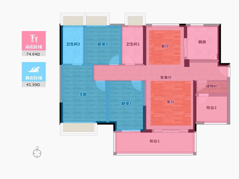 广东省-佛山市-实地紫藤公馆-104.10-户型库-动静分区