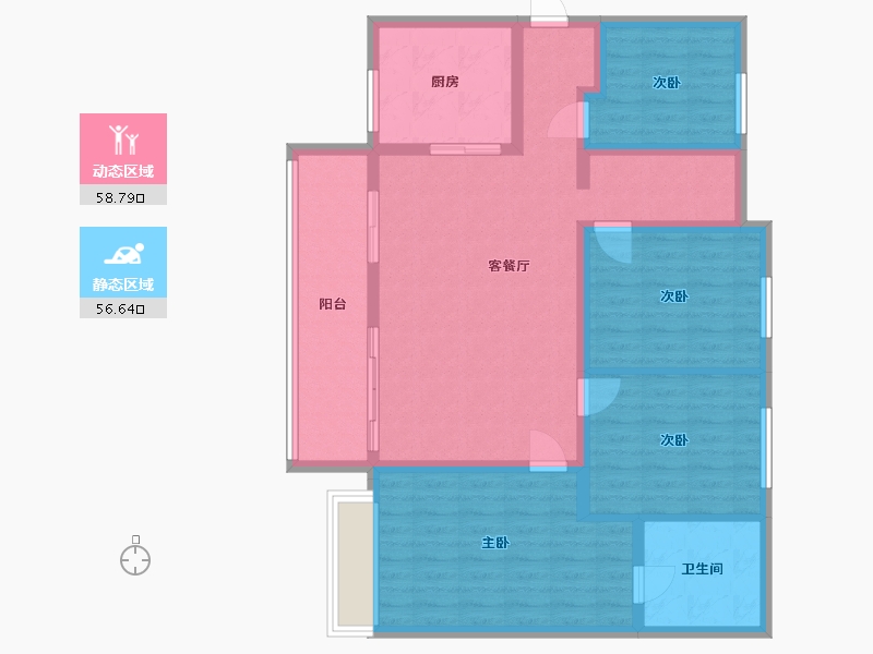 贵州省-贵阳市-碧桂园·西南上城-紫御府组团-100.00-户型库-动静分区