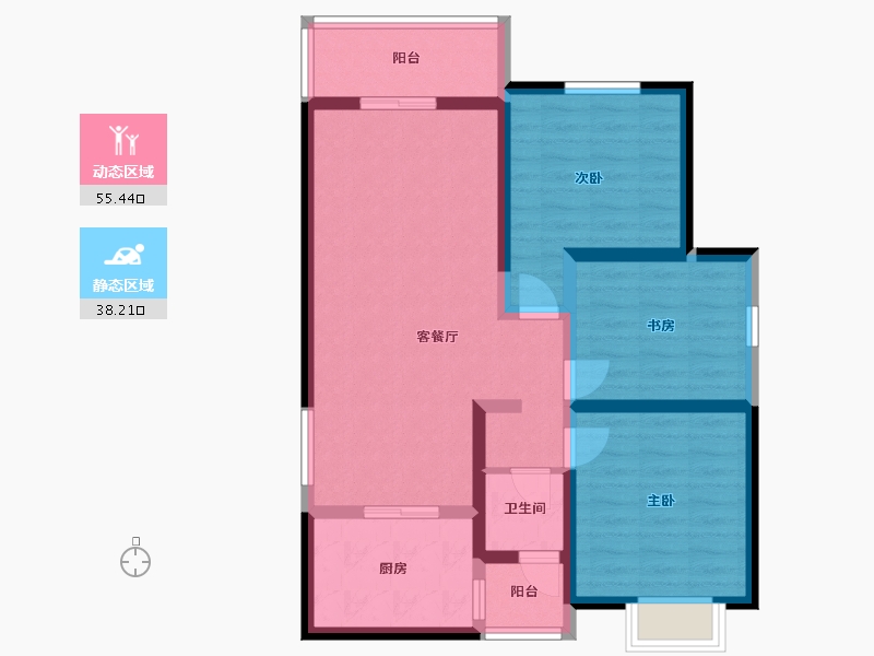 陕西省-咸阳市-幸福家园1期-97.40-户型库-动静分区