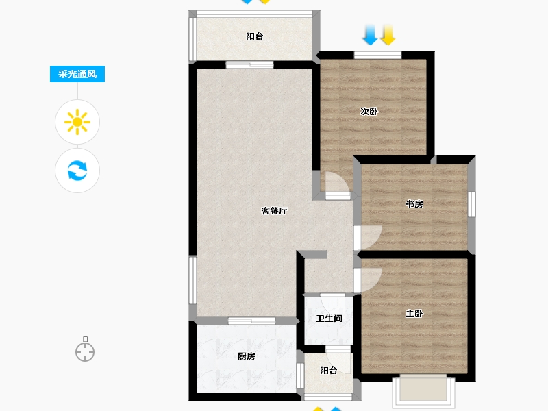 陕西省-咸阳市-幸福家园1期-97.40-户型库-采光通风