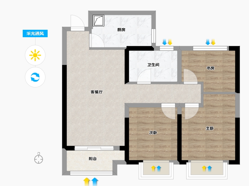 湖南省-衡阳市-高新未来城·文创谷-72.00-户型库-采光通风