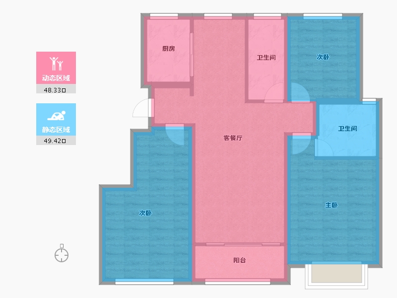 河北省-保定市-滨河美居一号院-87.11-户型库-动静分区