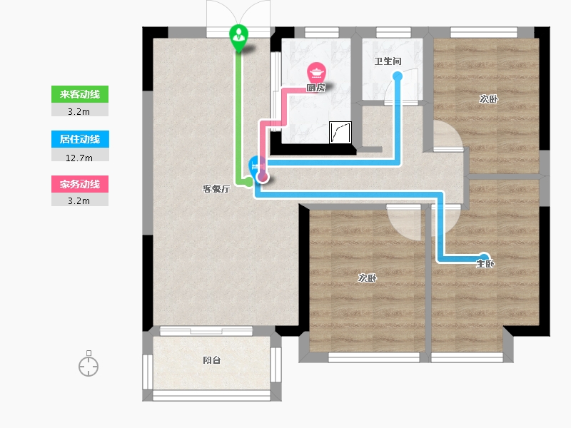 河南省-郑州市-孔雀城-65.00-户型库-动静线