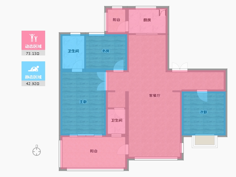 陕西省-宝鸡市-合力紫院-110.00-户型库-动静分区