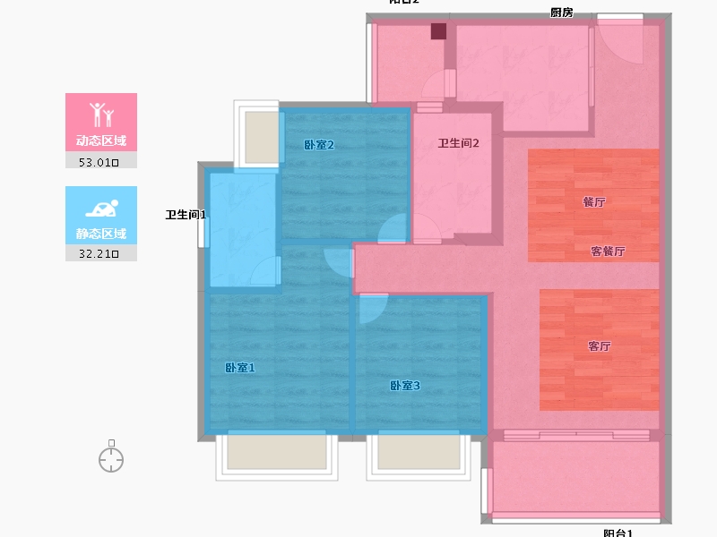 广东省-佛山市-敏捷三和府-75.99-户型库-动静分区