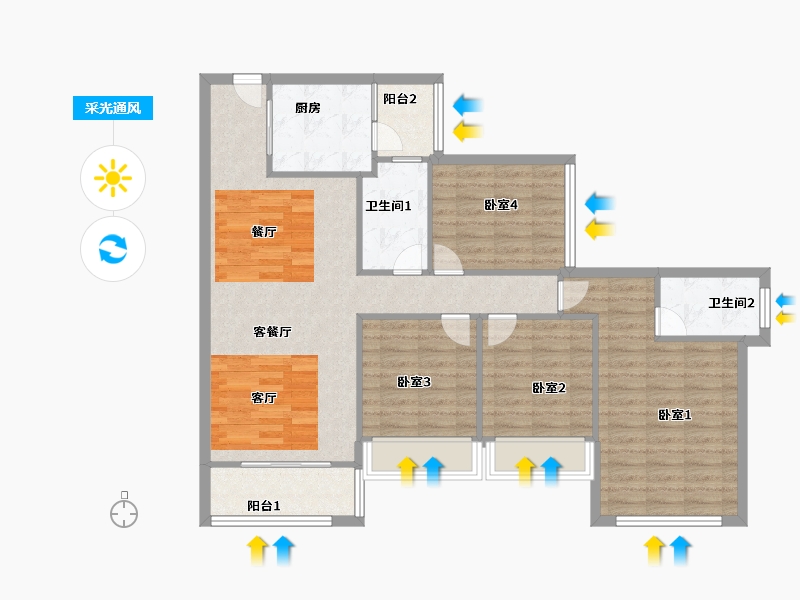 广东省-佛山市-龙光天瀛-100.67-户型库-采光通风