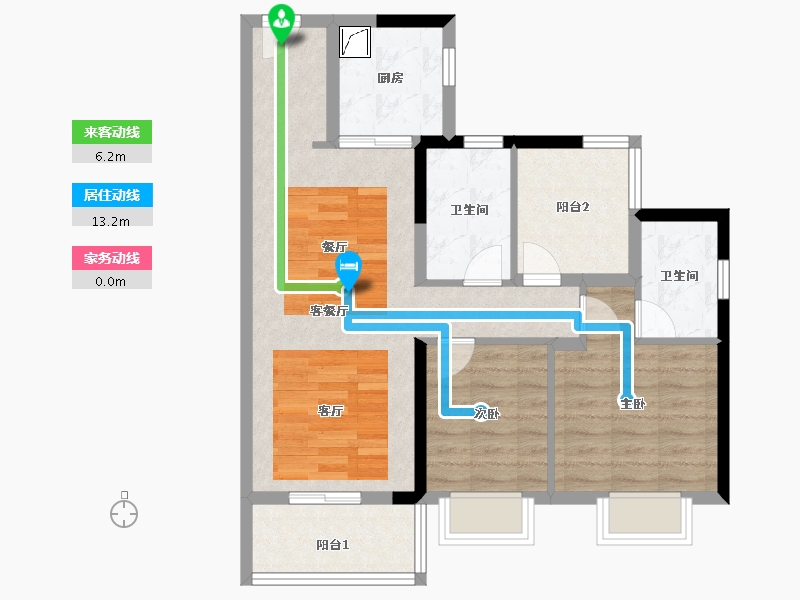 广东省-佛山市-美的花样年云璟-75.51-户型库-动静线