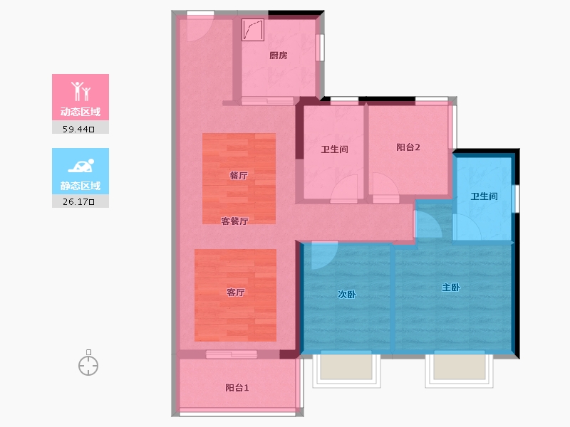 广东省-佛山市-美的花样年云璟-75.51-户型库-动静分区