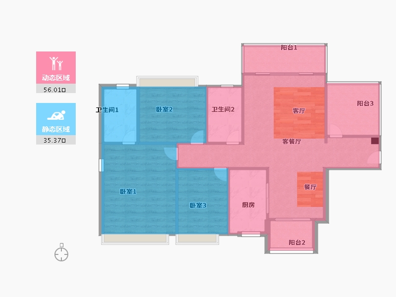 广东省-佛山市-敏捷三和府-84.00-户型库-动静分区