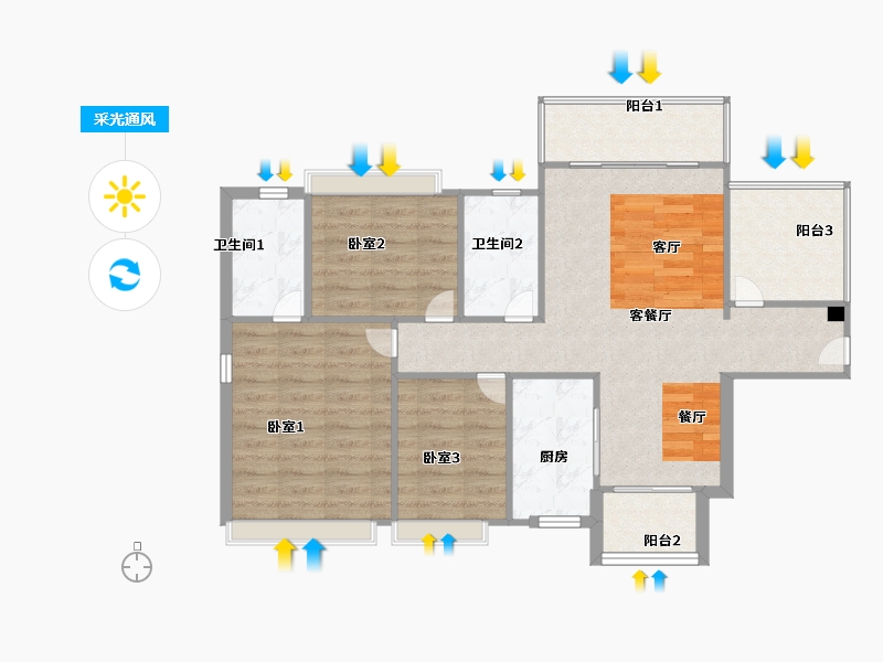 广东省-佛山市-敏捷三和府-84.00-户型库-采光通风