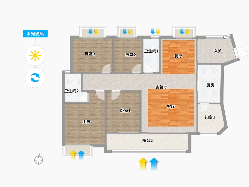 广东省-佛山市-奥园上林一品-117.29-户型库-采光通风