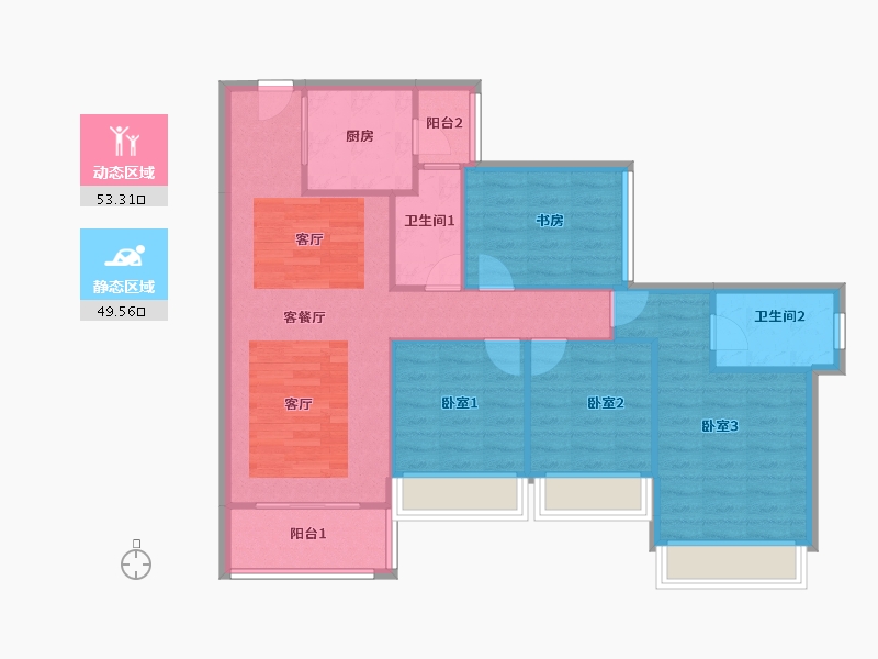 广东省-佛山市-龙光天瀛-93.20-户型库-动静分区