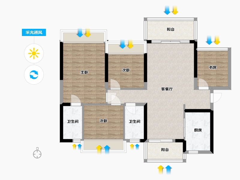 广西壮族自治区-南宁市-云星钱隆御园-100.00-户型库-采光通风