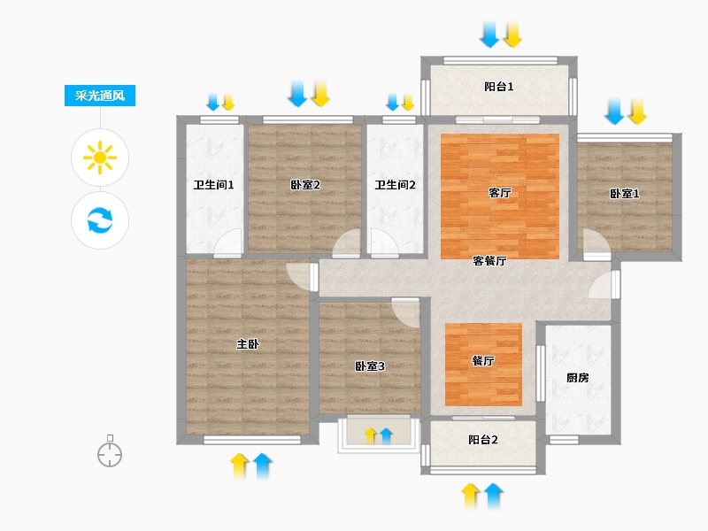 广东省-佛山市-龙光天瀛-108.36-户型库-采光通风