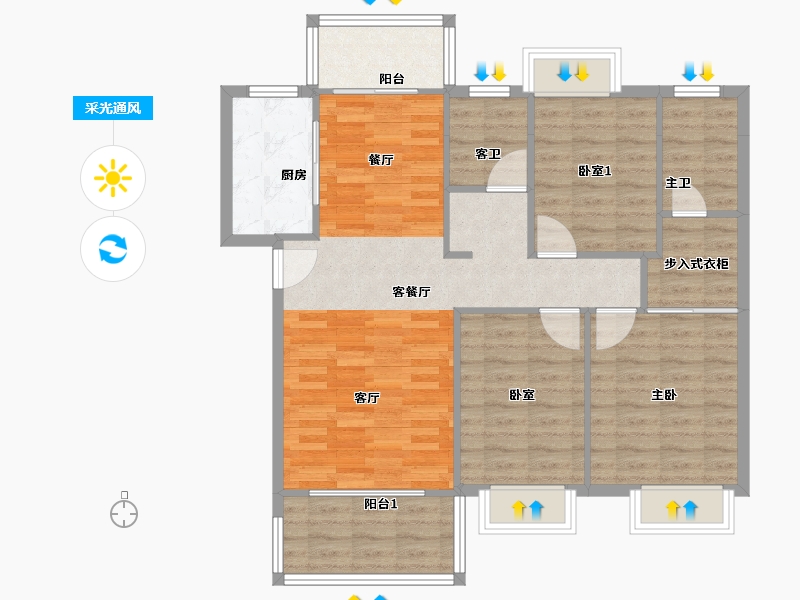 安徽省-阜阳市-新华学府庄园-95.99-户型库-采光通风