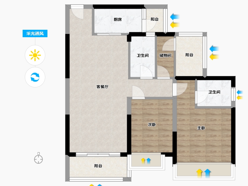 广东省-梅州市-大咖奥二期03-90.00-户型库-采光通风