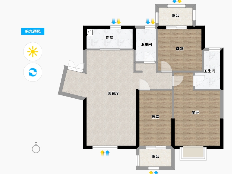 福建省-莆田市-建工莆商天下-84.70-户型库-采光通风