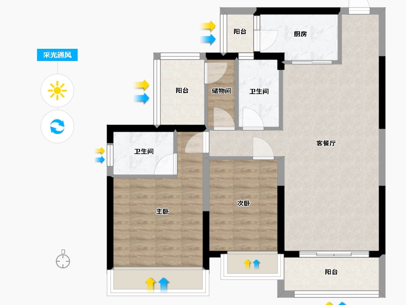 广东省-梅州市-大咖奥二期05-90.00-户型库-采光通风