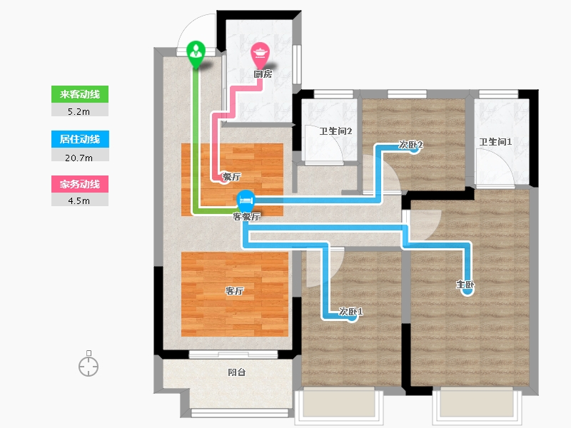 河南省-焦作市-中梁阳光城·壹号院-87.20-户型库-动静线