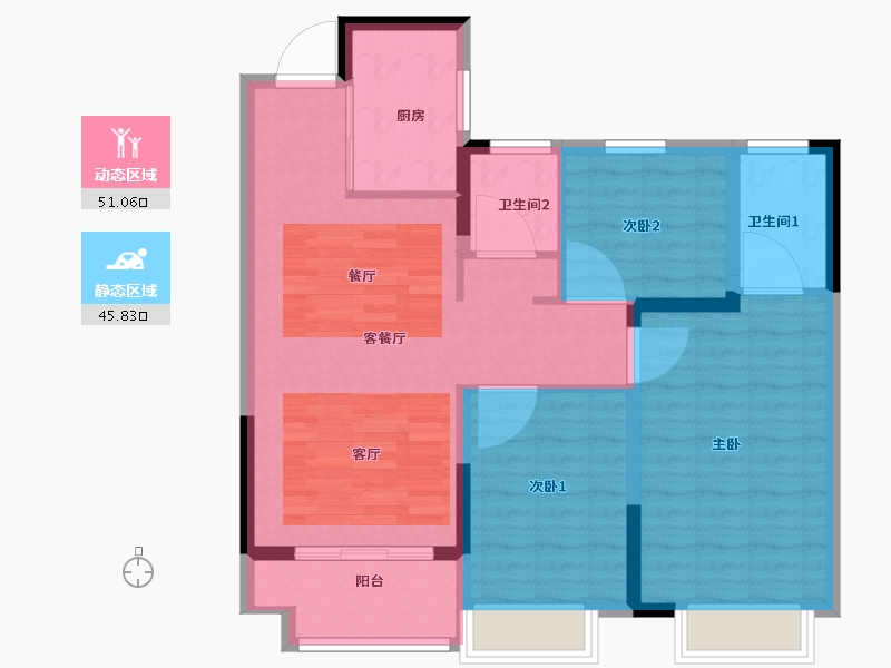 河南省-焦作市-中梁阳光城·壹号院-87.20-户型库-动静分区