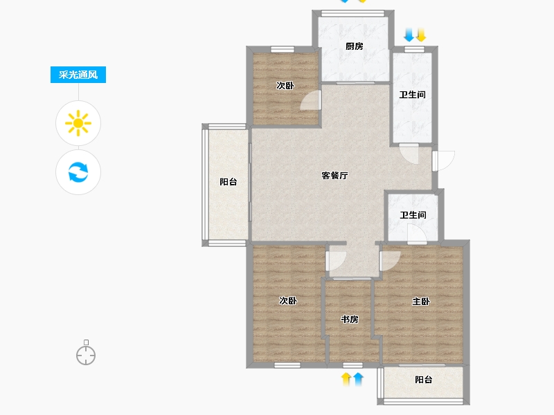 江苏省-南京市-雅舍园-102.00-户型库-采光通风