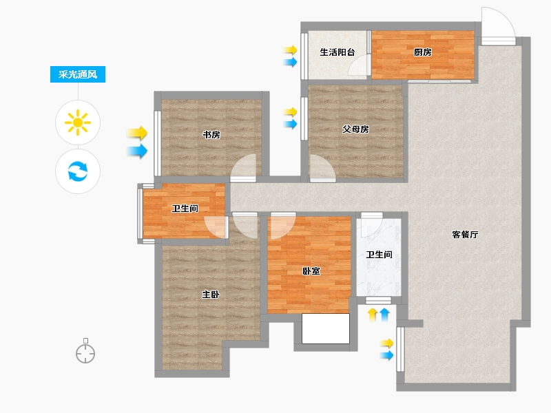 广西壮族自治区-南宁市-路桥锦绣新城三期-111.43-户型库-采光通风