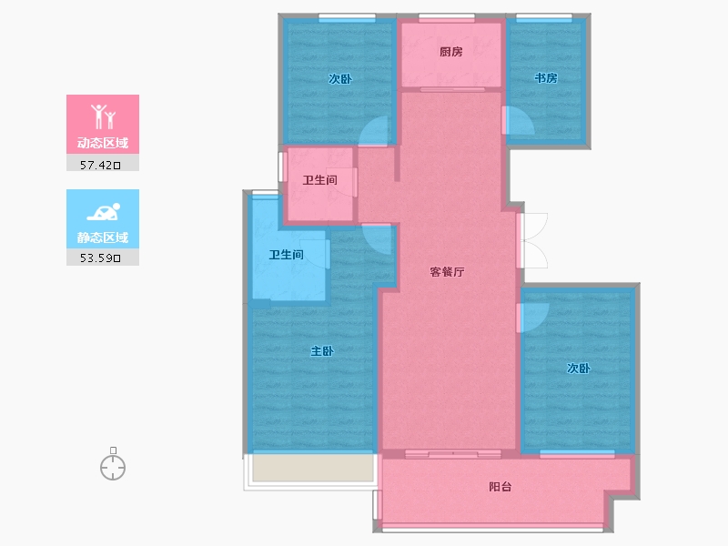 江苏省-镇江市-珑蟠里128-99.00-户型库-动静分区